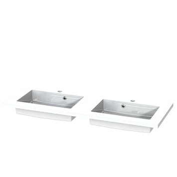 Tiger Reverse Meubelset 2x60 Cm Met 4 Lades Naturel Eik / Mat Wit Inclusief 2 Quadro Wastafels Hoogglans Wit - Afbeelding 4