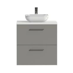 Tiger Badkamermeubel Studio 60cm Matgrijs/witte Waskom Met Vierkante Greep