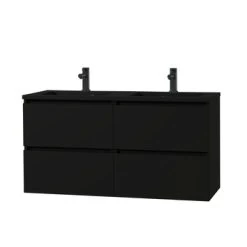 Tiger Karlo Badkamermeubel 120 Cm Mat Zwart Met Zwarte Wastafel