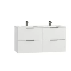 Tiger Badkamermeubel Studio 120cm Hoogglans Wit Met Platte RVS Greep