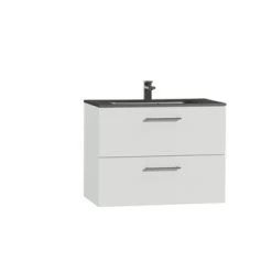 Tiger Badkamermeubel Studio 80cm Hoogglans Wit/matzwart Met Ronde RVS Greep