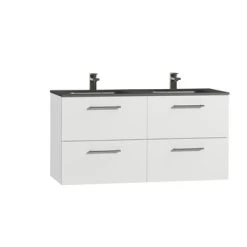 Tiger Badkamermeubel Studio 120cm Hoogglans Wit/matzwart Met Ronde RVS Greep