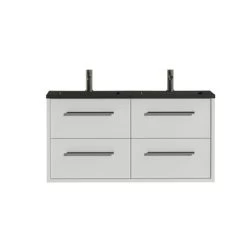 Tiger Badkamermeubel Boston 120cm Hoogglans Wit/matzwart Met Grepen RVS