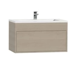 Tiger Helsinki Badkamermeubel 80 Cm Naturel Eiken Met Wastafel Polybeton Hoogglans Wit