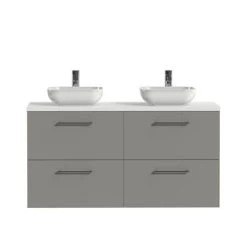 Tiger Badkamermeubel Studio 120cm Matgrijs/witte Waskom Met Ronde Greep