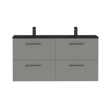 Tiger Badkamermeubel Studio 120cm Matgrijs/mat Zwart Met Vierkante Greep