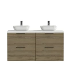 Tiger Badkamermeubel Studio 120cm Chalet Eik/witte Waskom Met Profielgreep