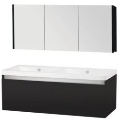 Stripe Badmeubelset Hoogglans Zwart 120 Cm