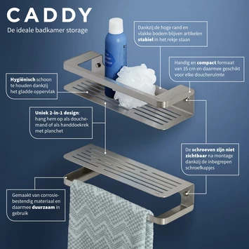 Tiger Douchemand Met Handdoekhouder Caddy Rvs - Afbeelding 11