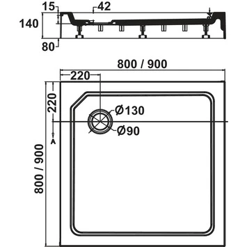 Sealskin Douchebak Fusion Vierkant Opbouw 80x80x14 Cm Wit - Afbeelding 2