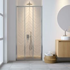 Sealskin Hooked Driedelige Schuifdeur 90x200 Cm, 6 Mm Helder Veiligheidsglas Met Antikalklaag Zilver Hoogglans