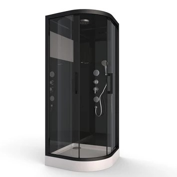 Aurlane Douchecabine Met Schuifdeur Black Mirror 2 Kwartrond Zwart 90x90 Cm