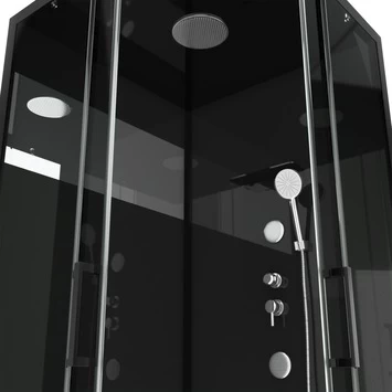 Aurlane Douchecabine Met Schuifdeur Black Mirror 2 Kwartrond Zwart 90x90 Cm - Afbeelding 2