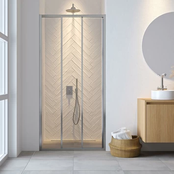 Sealskin Hooked Driedelige Schuifdeur 80x200 Cm, 6 Mm Helder Veiligheidsglas Met Antikalklaag Zilver Hoogglans