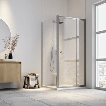 Sealskin Draaideur En Douchewand Hooked 100x100x200cm Verstelbaar Hoogglans Aluminium