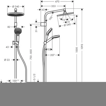 Hansgrohe Regendouche Crometta S240 Met Thermostatische Kraan Incl. Gratis JBL Speaker - Afbeelding 2