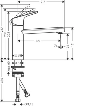 Hansgrohe Keukenkraan Focus M43 Met Hendel RVS 120 - Afbeelding 2