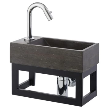 Atlantic Fonteinset Brody Links Zwart Natuursteen 36x18x9 Cm - Afbeelding 2