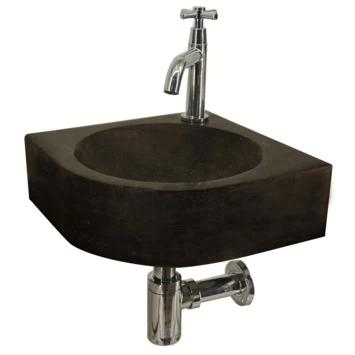 Atlantic Fonteinset Georgia Kwartrond Zwart Natuursteen 30x30x10 Cm