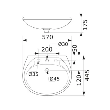 Isifix Wastafel Ecos Rond Wit Keramiek 60x52x32 Cm - Afbeelding 2